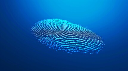 Close-up of a Single Fingerprint on a Vibrant Blue Background - obrazy, fototapety, plakaty