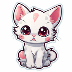 pink kitten cartoon sticker