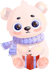 polar bear with gift