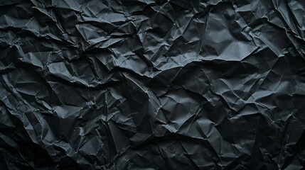 Dark Black Crumpled Paper Background for Diverse Design Applications