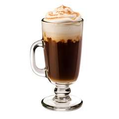 A classic Irish coffee on transparent background