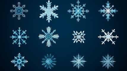 Fototapeta na wymiar Best blue set snowflakes christmas design blue background image Ai generated art