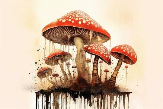 Abstract fungi illustration. Generative AI
