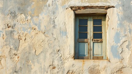  a window on the side of a building with peeling paint on the walls and a window pane on the side of the building with peeling paint on the walls.