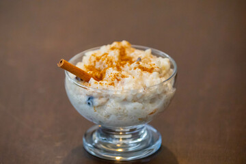 Sweet rice, traditional Brazilian dessert prepared with rice, milk, cloves, cinnamon and spices
