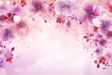 Fototapeta na wymiar beautiful watercolor floral background for valentine's day. valentine's day greeting card design with pink flowers