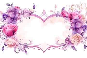 beautiful watercolor floral background for valentine's day. valentine's day greeting card design with pink flowers
