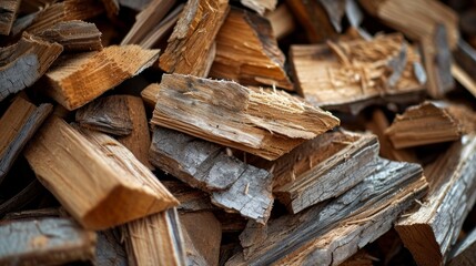 close up of a heap of wood fragments     