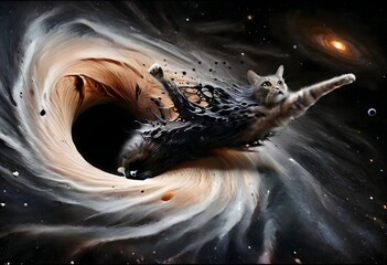 cat passing through black hole