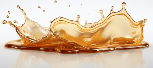 Delicious caramel sauce splash on white background for culinary concepts and food photography.
