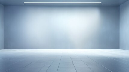 A sleek gray-blue wall with soft, radiant beams of light creating a tranquil and abstract background perfect for interior presentations. empty room with a wall