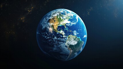 The Earth globe from Space. High Resolution Planet Earth view. 3d realistic render Illustration. Elements of this image are furnished by NASA.      