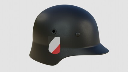 Black german WW2 helmet with decal