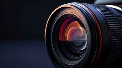  a close up of a camera lens with a blurry image of the lens on top of the lens and the lens cap on the lens body of the camera. - obrazy, fototapety, plakaty