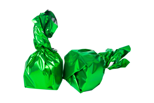 Two chocolates in green wrapper