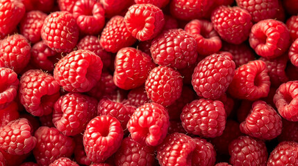 Background of fresh sweet red raspberries arranged together representing concept. Ai Generative