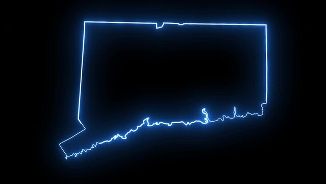 Connecticut state map animation with glowing neon effect