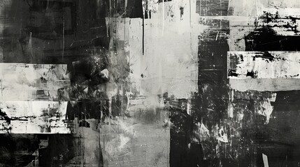 Obraz premium Abstract Painting, Black and White Squares