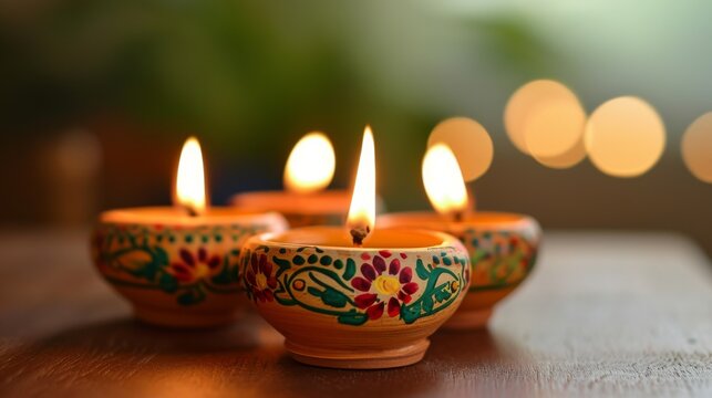 Close-Up of Three Candles on Table