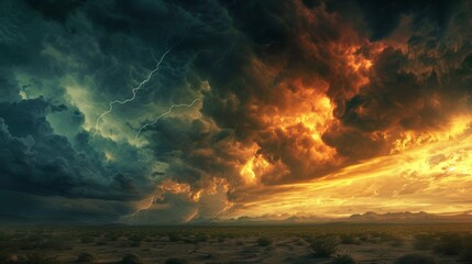 Massive Cloud With Intense Lightning Strikes in the Sky - obrazy, fototapety, plakaty