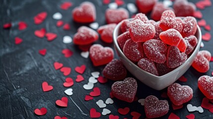 Playful Gummy Candy Arrangement - Heart Bowl with Festive Hearts, Valentine's Day Concept