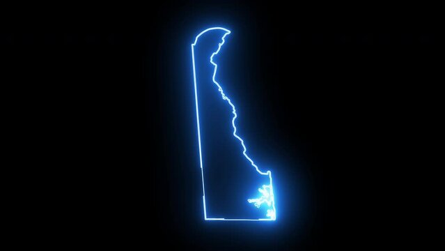 animated delaware state map with glowing neon effect