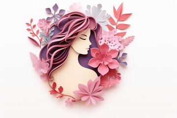 A womans day papercut background in pastel colors.