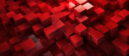 Abstract red geometric cubes block shape graphic pattern background. Generate AI image - obrazy, fototapety, plakaty