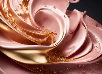 pink with gold liquid background