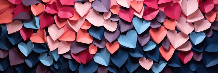 Depth in Paper Hearts - Vibrant Red and Pink Overlapping, Valentine's Day Concept