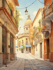 Fototapeta premium Nostalgic Europoean street scenes, vintage land