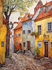 Nostalgic European Street Scenes: Vintage Tallinn Townscape for Wall Art and Travel