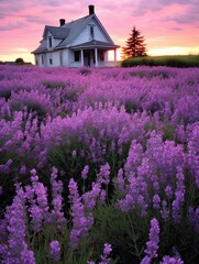 Captivating Portraits: Old-World Lavender Fields & Enchanting Cottage Amidst a Sea of  Purple Blooms.