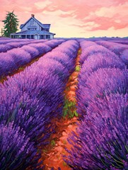 Old-World Lavender Field Portraits: Capturing the Countryside Charm of a Cottage Amidst Purple Blooms