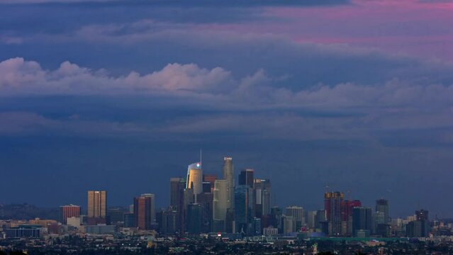 Time-Lapse of Beautiful Los Angeles Modern Buildings in the Evening - 4K Ultra HD Cityscape Video
