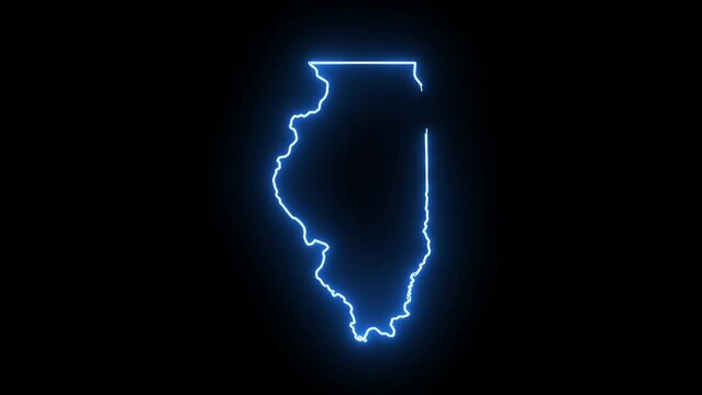 Illinois state map animation with glowing neon effect