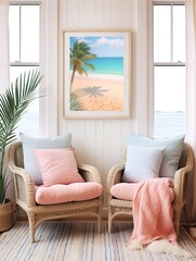 Pastel Beachside Vibes: Sun-Kissed Sands Vintage Art Print