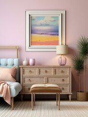 Pastel Beachside Vibes: Vintage Landscape Print for Beach Bliss