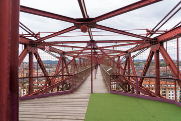 Steel Structure at the top of the Vizcaya Bridge, or Puente Colgante (“Hanging Bridge”) in...