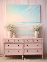 Whispers of the Pastel Beach: Vintage Painting Wall Art with Beachside Vibes