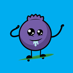 Blueberry fruit character cartoon vector 