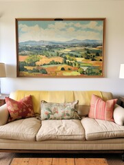 Vintage Hilltop Panorama: Pure Country Field Views Decor