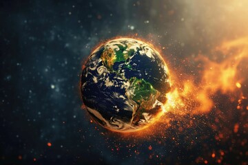 Earth day concept showing the drastic climate change. - obrazy, fototapety, plakaty