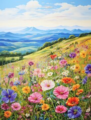 Obraz premium Hilltop Wildflower Panorama - Pure Decor Wall Art
