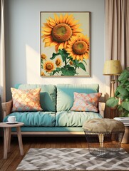 Retro Sunflower Canvas Pieces: Classic Sunlit Blossoms for Wall Decor