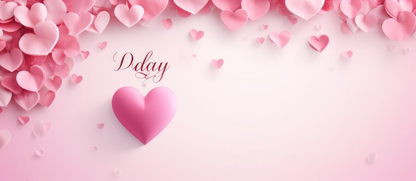 Valentine's day greeting card background with 3d pink hearts graphic. Generate AI image