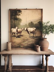 Rustic Livestock Canvas: Farmhouse Vintage Prints and Pastoral Scenes