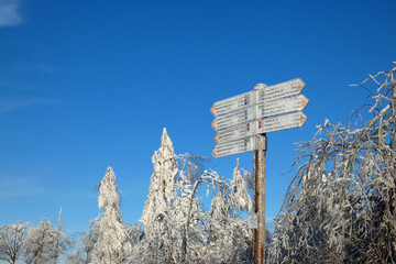 snow  and ice covered sign