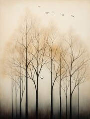 Obraz premium Sleek Tree Line Imagery: Harmonious Fusion of Nature and Design