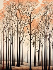 Obraz premium Sleek Tree Line Imagery: A Harmonious Fusion of Nature and Design